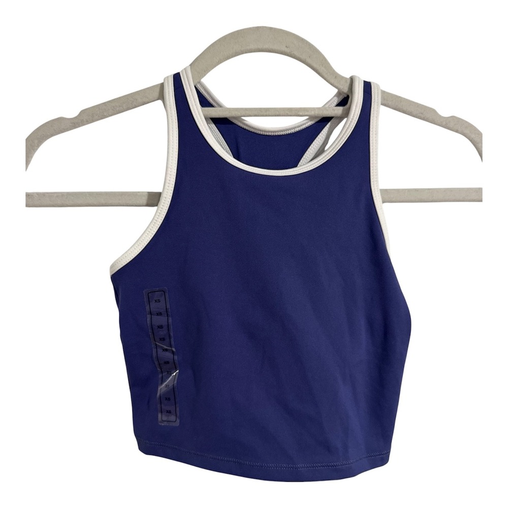 DSG Girls Momentum Shelf Bra Tank-Bound Indigo Blue XS Racerback‎ Crop Top NEW